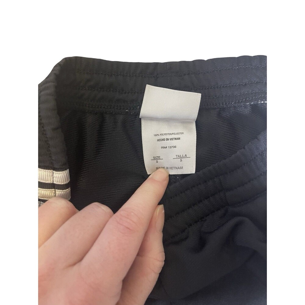 Adidas Kids Track Pants Size 5 Boys Classic Black and White 3 stripes - Picture 3 of 10